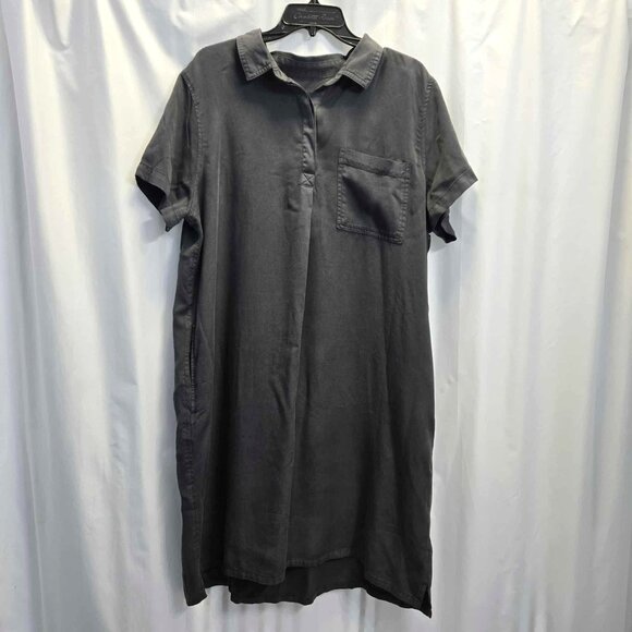 XL GAP Tencel Dress Relaxed Fit Business Knee Length Grey Collar Button Up NWOT - Picture 1 of 6